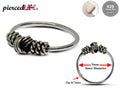Nose Ring Hoop, Nostril Ring – Bali Style Nose Hoop Hinged Earrings with Rope Design – 22g (0.7mm)  – Silver Tribal Nose Piercing