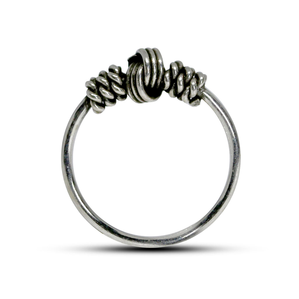 Nose Ring Hoop, Nostril Ring – Bali Style Nose Hoop Hinged Earrings with Rope Design – 22g (0.7mm)  – Silver Tribal Nose Piercing