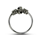 Nose Ring Hoop, Nostril Ring – Bali Style Nose Hoop Hinged Earrings with Rope Design – 22g (0.7mm)  – Silver Tribal Nose Piercing