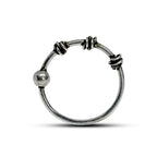Silver Nose Ring, Nostril Hoops – Beaded Bali Nose Studs Hinged Earrings – 22g (0.7mm)  – Silver Tribal Nose Piercing