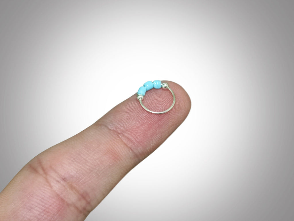Silver Nose Ring, Nose ball hoops, Nostril Piercing - 28G size 9mm - Body Jewellery Nose Ring