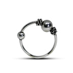 Beaded Nose Ring, Nose Hoops – Bali Style Nostril Ring Hinged Earrings Beaded Nose Studs – 22g (0.7mm)  – Silver Tribal Nose Piercing