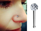 Titanium Nose Pin, Nose Stud Bone - Nose Piercing Size 20G (0.8mm) with Multi Crystal ball CZ Clear Size 3.8mm