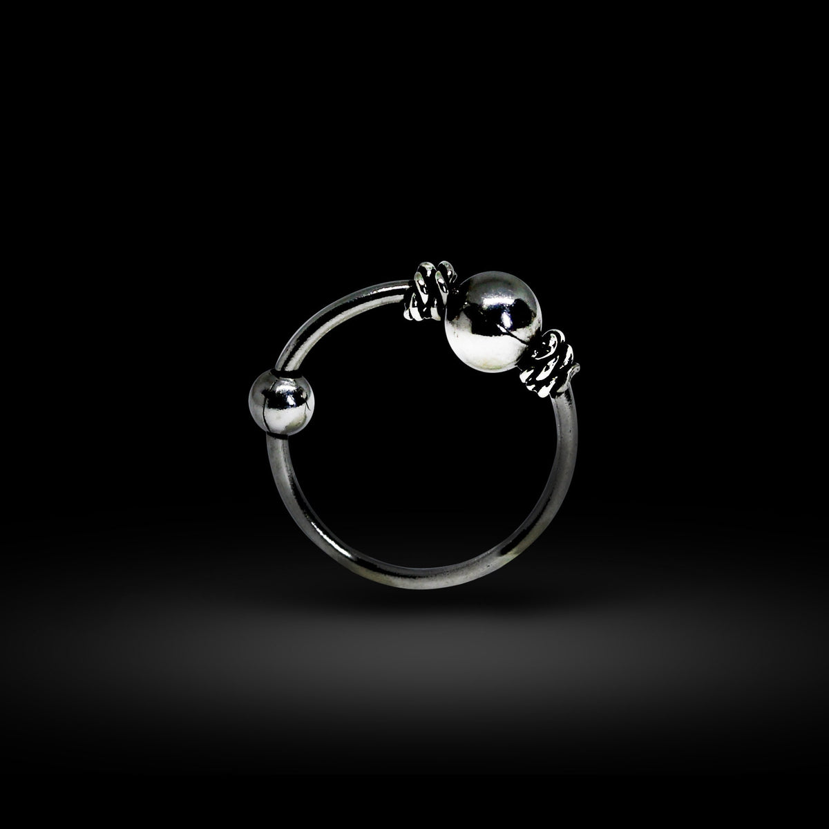 Beaded Nose Ring, Nose Hoops – Bali Style Nostril Ring Hinged Earrings Beaded Nose Studs – 22g (0.7mm)  – Silver Tribal Nose Piercing