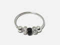 Silver Nose Hoop Ring, Nose Studs with Onyx Beads - 28G Bendable Nostril Piercing, Nose Piercing size 9mm