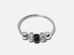 Silver Nose Hoop Ring, Nose Studs with Onyx Beads - 28G Bendable Nostril Piercing, Nose Piercing size 9mm