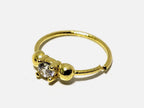 Gold Plated Solitaire Nose Ring, Silver Nose Studs with Crystal - 28G Bendable Nostril Piercing, Nose Piercing size 8mm