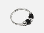 Silver Nose Hoop Ring, Nose Studs with Onyx Beads - 28G Bendable Nostril Piercing, Nose Piercing size 9mm