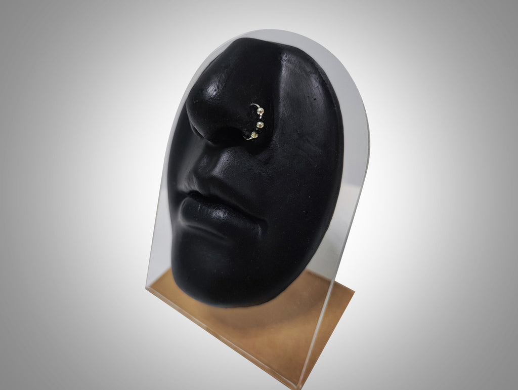 Silver Nose Hoop Ring, Nose Studs with Onyx Beads - 28G Bendable Nostril Piercing, Nose Piercing size 9mm