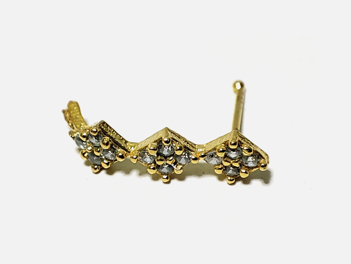 Gold Plated Silver Nose Studs Dangle Design with Crystal Sets - 28G Nostril Piercing, Nose Piercing shaft length 7mm