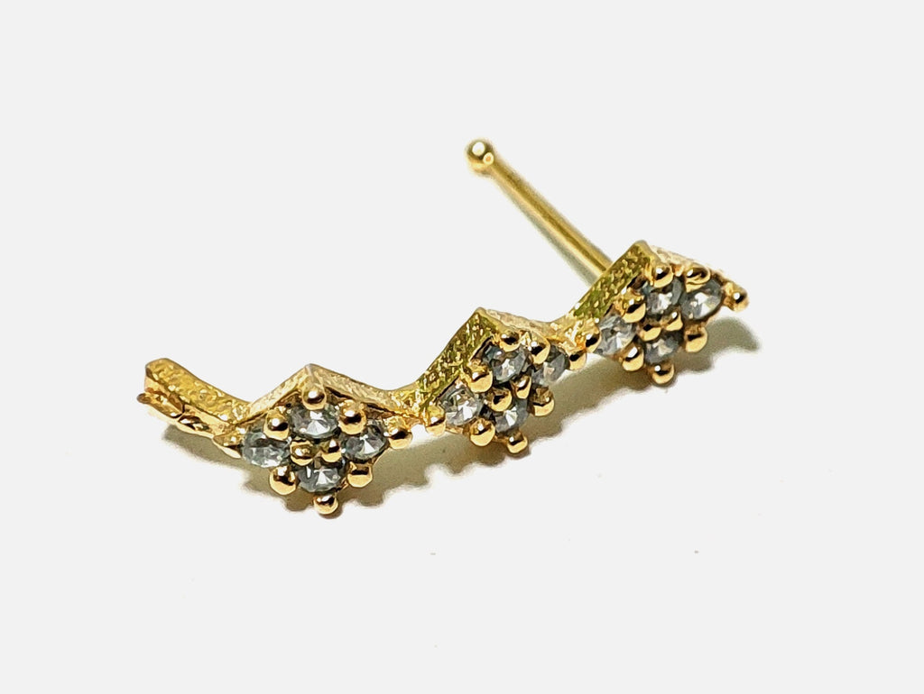 Gold Plated Silver Nose Studs Dangle Design with Crystal Sets - 28G Nostril Piercing, Nose Piercing shaft length 7mm