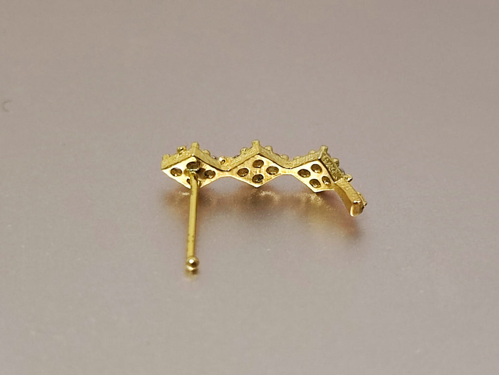 Gold Plated Silver Nose Studs Dangle Design with Crystal Sets - 28G Nostril Piercing, Nose Piercing shaft length 7mm