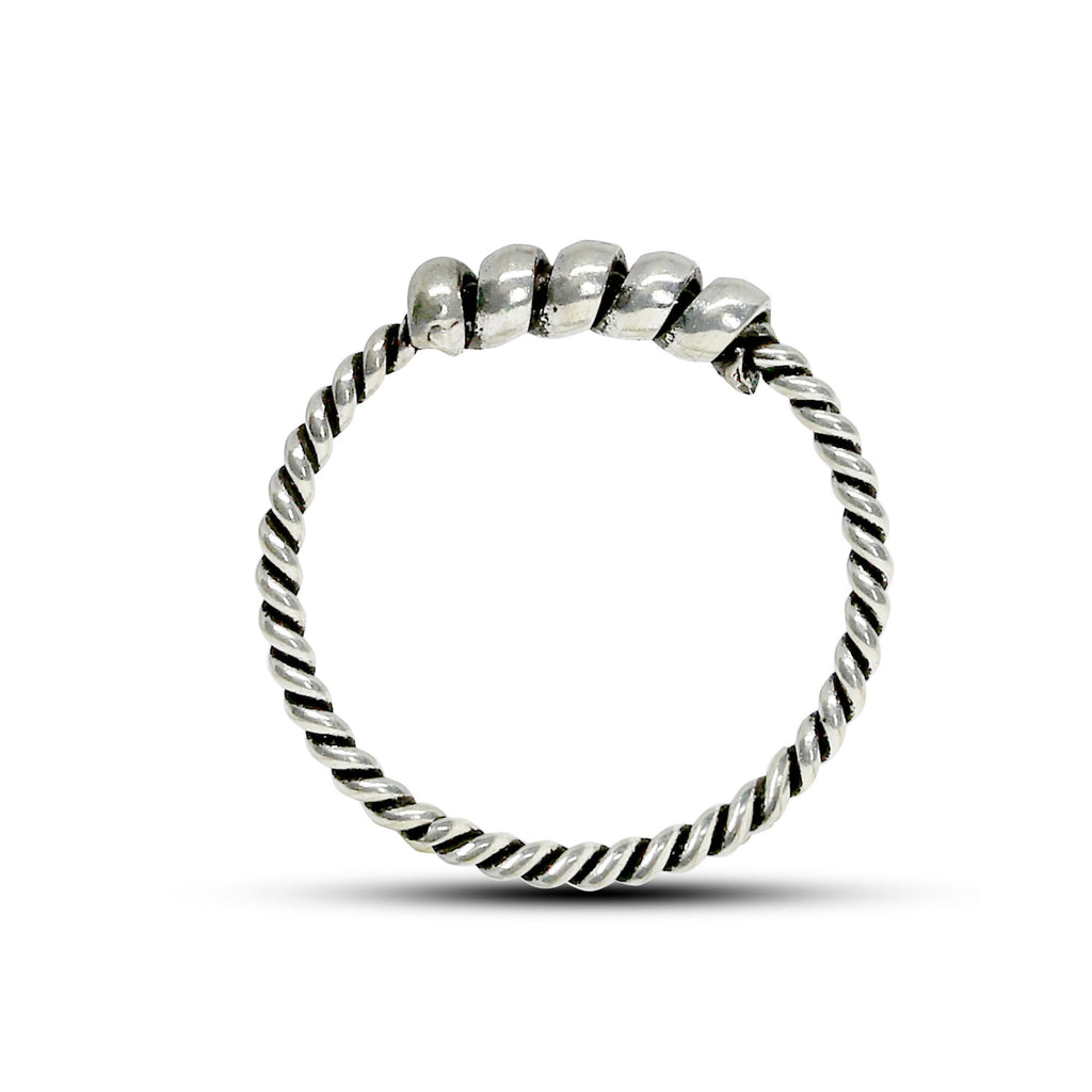 Tribal Nose Ring, Nostril Hoops – Twisted Nose Earring Hinged Rings – 22g (0.7mm)  – Silver Nose Piercing