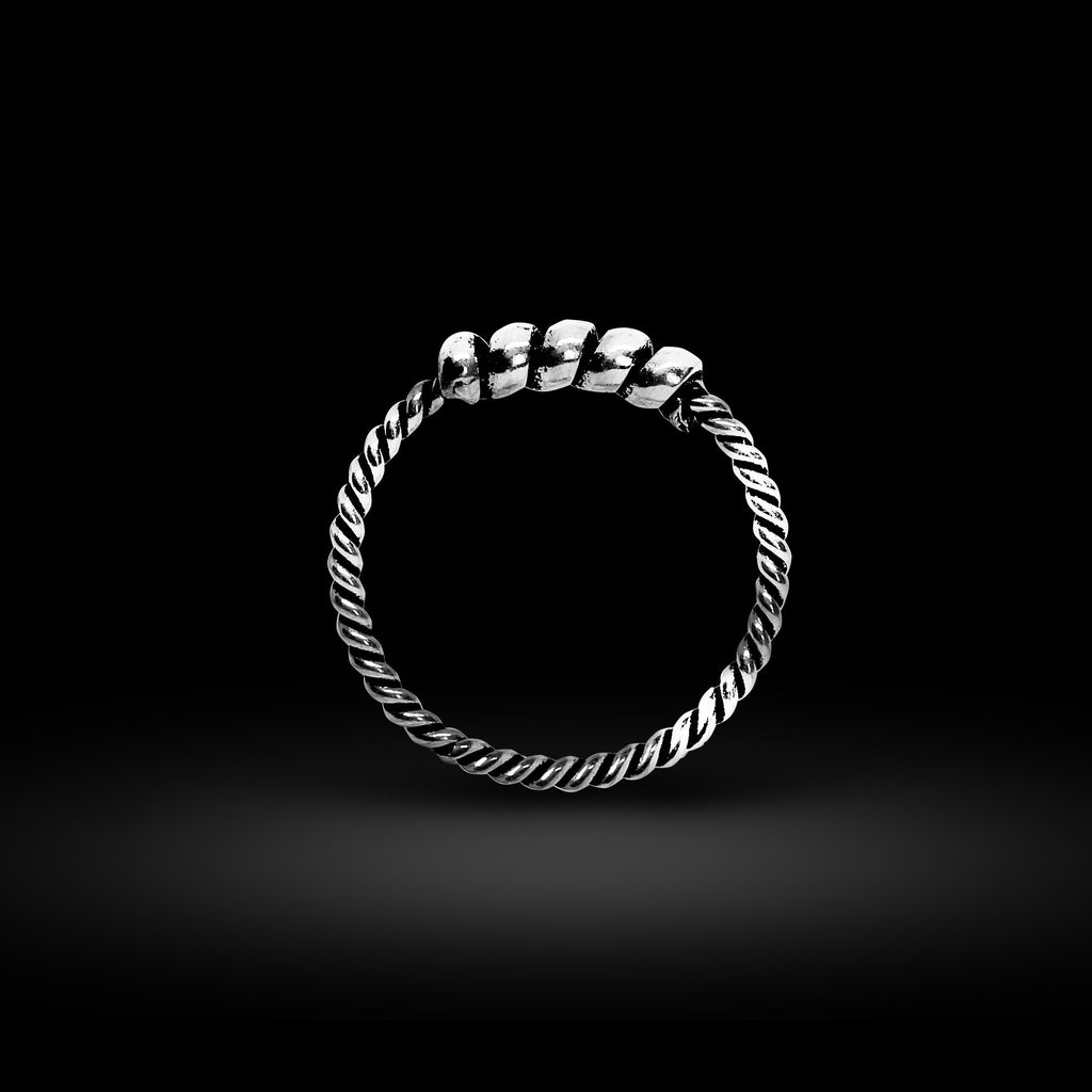 Tribal Nose Ring, Nostril Hoops – Twisted Nose Earring Hinged Rings – 22g (0.7mm)  – Silver Nose Piercing