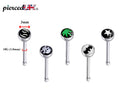 Nose Bone Stud, Nose Ring - Nose Pin with Logos - Nose Piercing Size 18G (1.0mm) - Nostril Stud, Nose Jewelry, Straight Nose Pin