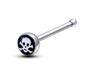 Nose Bone Stud, Nose Ring - Nose Pin with Logos - Nose Piercing Size 18G (1.0mm) - Nostril Stud, Nose Jewelry, Straight Nose Pin