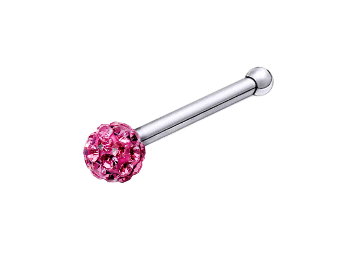 Nose Pin, Nose Stud Bone - 20g Nose Piercing Disco ball Crystal - Bling Bling - Perfect for Nostril Jewelry, Nostril Piercing Stud