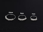 Silver Open Nose Ring, Nose Hoops, Nose Piercing with CZ Crystal Sets  – 28g (0.3mm)  – Size 7mm, 9mm and 12mm