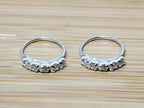 Silver Open Nose Ring, Nose Hoops, Nose Piercing with CZ Crystal Sets  – 28g (0.3mm)  – Size 7mm, 9mm and 12mm