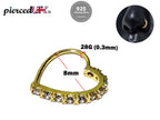Gold Plated Heart Shape Silver Nose Ring with Crystal Sets - 28G Bendable Nostril Piercing, Nose Piercing size 8mm