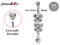Butterfly Belly Button Rings, Navel Piercing Belly Piercing with High Quality Crystals Navel Jewelry 16g(1.6mm) Length is 10mm