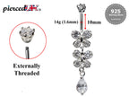 Butterfly Belly Button Rings, Navel Piercing Belly Piercing with High Quality Crystals Navel Jewelry 16g(1.6mm) Length is 10mm