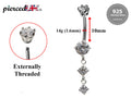 Round Belly Button Rings, Dangle Navel Piercing Belly Piercing with High Quality Crystals Navel Jewelry 16g(1.6mm) Length is 10mm