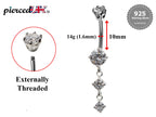 Round Belly Button Rings, Dangle Navel Piercing Belly Piercing with High Quality Crystals Navel Jewelry 16g(1.6mm) Length is 10mm