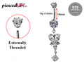 Butterfly Belly Button Rings, Dangle Navel Piercing Belly Piercing with High Quality Crystals Navel Jewelry 16g(1.6mm) Length is 10mm