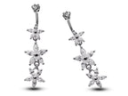 Silver Belly Button Piercing, Belly Bars - Triple dangle Flower Belly Ring with High Quality CZ Crystals Navel Ring 16g (1.6mm) Length 10mm