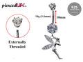 Silver Belly Button Piercing, Fairy Belly Bars - Pixie Belly Ring with Quality CZ Crystals - Navel Ring - 16g (1.6mm) Length is 10mm