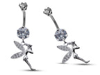 Silver Belly Button Piercing, Fairy Belly Bars - Pixie Belly Ring with Quality CZ Crystals - Navel Ring - 16g (1.6mm) Length is 10mm