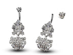 Silver Belly Button Ring, Navel Ring - Dangle Drop Belly Bar with High Quality CZ Crystals - Curved Barbell - 16g (1.6mm) Length is 10mm