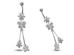 Silver Dangle Belly Button Ring, Belly Bars- Drop Butterfly and Flower Belly Ring with High Quality Crystals - Navel Ring - 16g (1.6mm)