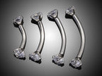 Body Piercing Labret, Barbell and Curved Barbell with CZ Crystals - Titanium Internally Threaded 16G (1.2mm) For Lip, Rook Ears