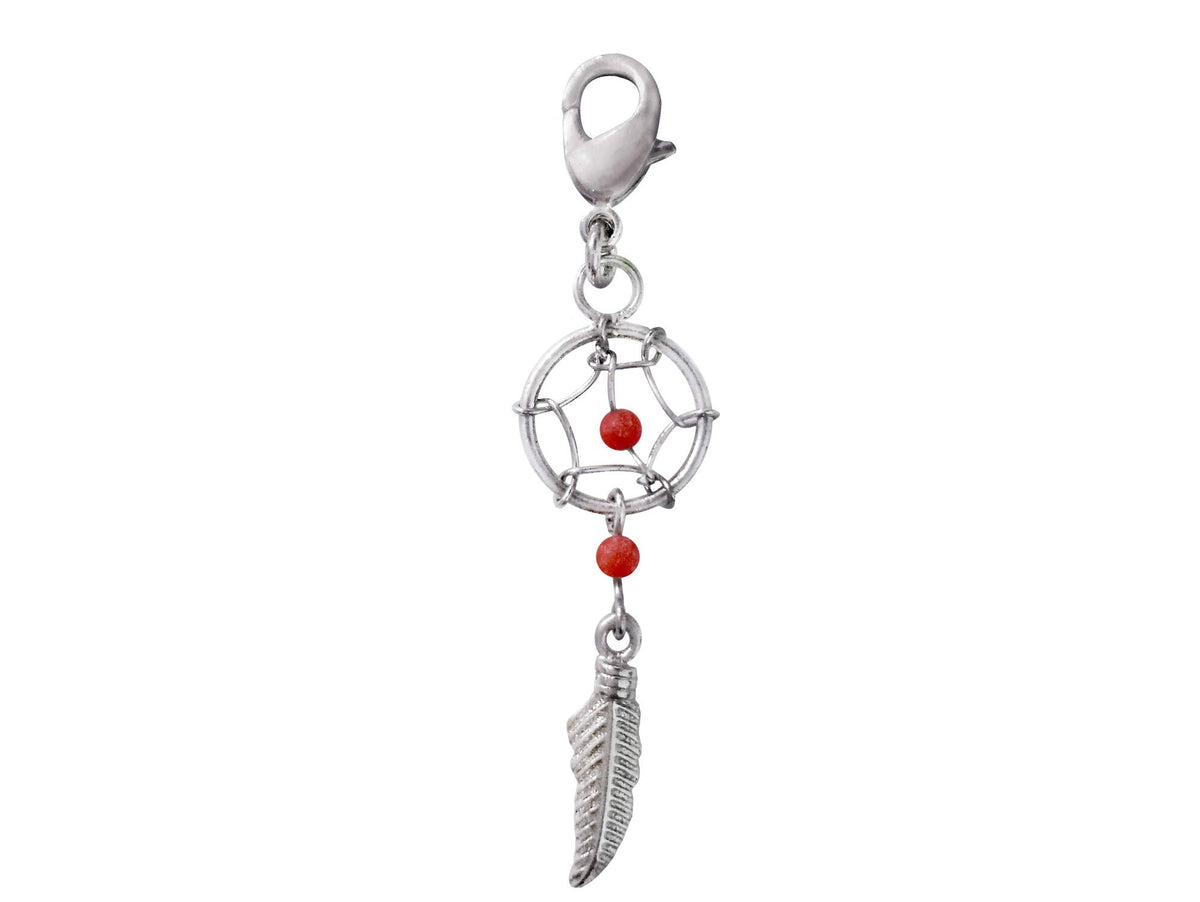 Dreamcatcher Charms - Silver Native American Dreamcatcher Jewelry with Genuine Stone Beads Compatible for Key Ring, Key chains and Bracelets