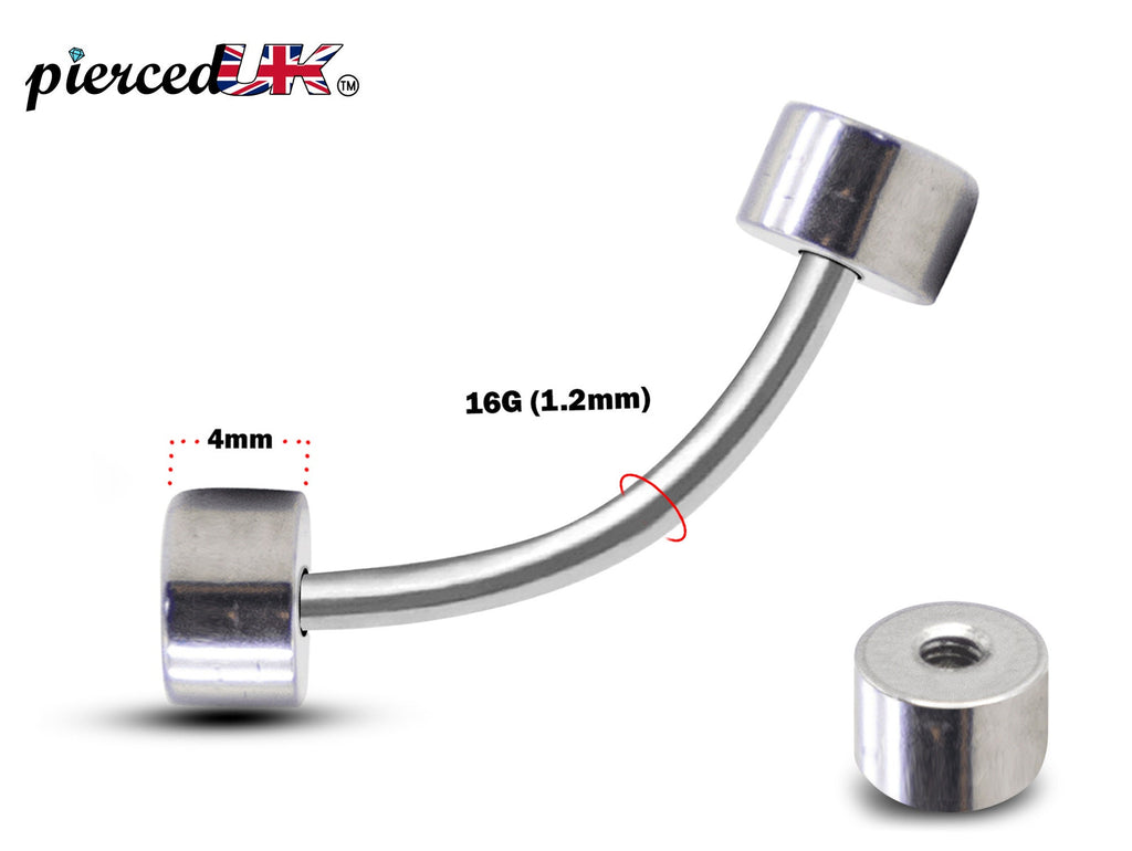 Barrel Barbell Piercing - Barbell Stud or Curved Barbell – 16g (1.2mm) – Barbell Earrings, Tongue, Nipple Piercing, Ear, Tragus, Helix