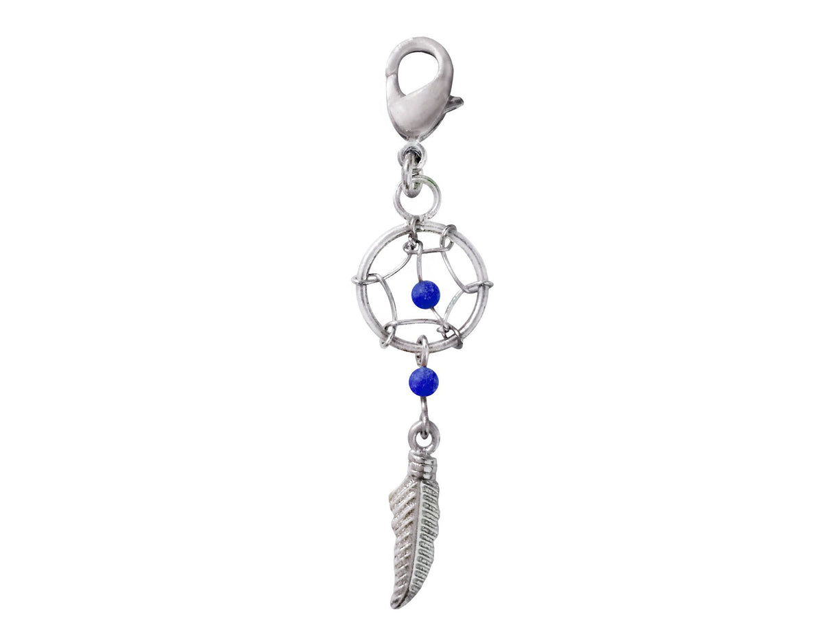 Dreamcatcher Charms - Silver Native American Dreamcatcher Jewelry with Genuine Stone Beads Compatible for Key Ring, Key chains and Bracelets