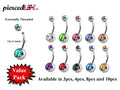 Belly Ring, Belly Button Rings - Pack of 3, 4, 8 and 10pcs Belly Bar with Double Gem Crystals for Navel Piercing Jewelry- 14g (1.6mm)