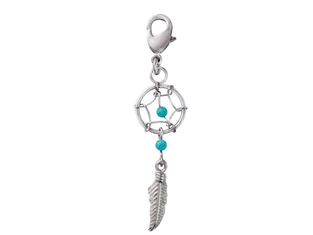 Dreamcatcher Charms - Silver Native American Dreamcatcher Jewelry with Genuine Stone Beads Compatible for Key Ring, Key chains and Bracelets