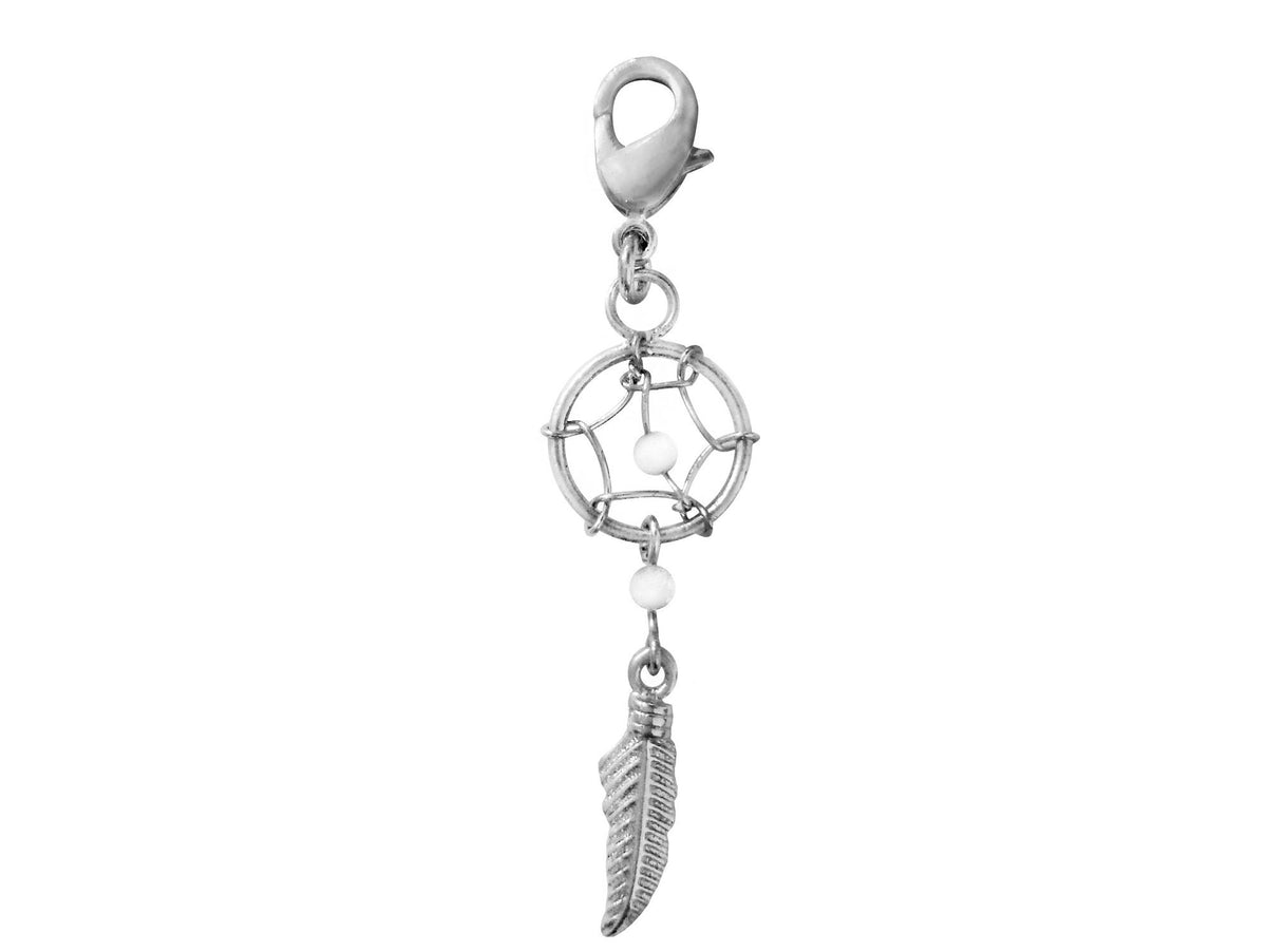 Dreamcatcher Charms - Silver Native American Dreamcatcher Jewelry with Genuine Stone Beads Compatible for Key Ring, Key chains and Bracelets