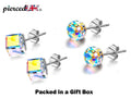 Cube Earrings, Stud Earrings - Fashion Jewelry for Women - High Quality and Sparkling Crystals- Stainless Steel Hypoallergenic Post Earrings