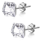 Cube Earrings, Stud Earrings - Fashion Jewelry for Women - High Quality and Sparkling Crystals- Stainless Steel Hypoallergenic Post Earrings