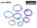Rainbow Septum Ring, Titanium Nose Ring 16g( 1.2mm) Piercings for Ear, Lip Ring, Nipple Ring and more – Gauge 18g to 0g – Length 6mm to 19mm