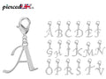 Silver Charm Letters, Initial Charm - Plain Alphabet Letters with Lobster Clasp closure- Compatible for Key Ring, Key chains and Bracelets