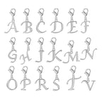 Silver Charm Letters, Initial Charm - Plain Alphabet Letters with Lobster Clasp closure- Compatible for Key Ring, Key chains and Bracelets