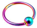 Rainbow Septum Ring, Titanium Nose Ring 16g( 1.2mm) Piercings for Ear, Lip Ring, Nipple Ring and more – Gauge 18g to 0g – Length 6mm to 19mm
