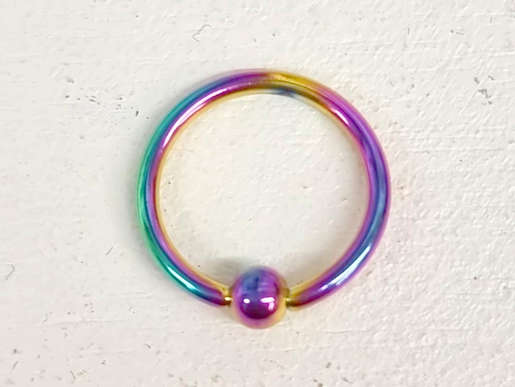 Rainbow Septum Ring, Titanium Nose Ring 16g( 1.2mm) Piercings for Ear, Lip Ring, Nipple Ring and more – Gauge 18g to 0g – Length 6mm to 19mm