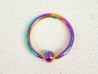 Rainbow Septum Ring, Titanium Nose Ring 16g( 1.2mm) Piercings for Ear, Lip Ring, Nipple Ring and more – Gauge 18g to 0g – Length 6mm to 19mm