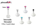 5PCS Labret Bioflex, Labret Stud – Flexible – Internally threaded Round Top Crystals – 16g (1.2mm)  Labret Piercing Lip, Helix, Tragus